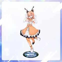 Rule 34 | 1girl, caracal (kemono friends), full body, haruki (colorful macaron), kemono friends, kemono friends v project, long hair, looking at viewer, official art, orange hair, simple background, solo, virtual youtuber