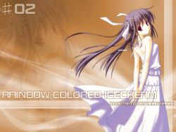 Rule 34 | 1girl, arms behind back, bare shoulders, bow, cowboy shot, dress, from behind, long hair, looking at viewer, looking back, nanao naru, ribbon, sleeveless, sleeveless dress, smile, solo, standing, sundress, twintails, wallpaper, white dress, zoom layer
