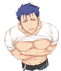 Rule 34 | 1boy, abs, cha chi (artist), cu chulainn (fate), fate/stay night, fate/zero, fate (series), cu chulainn (fate/stay night), looking at viewer, male focus, muscular, pectorals, red hair, solo