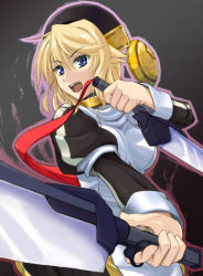 Rule 34 | blonde hair, blue days, blue eyes, solo, sword, tsukinami, tsukinami kousuke, weapon
