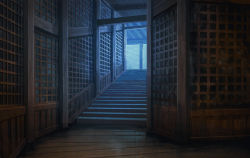 Rule 34 | architecture, commentary, game, hallway, highres, indoors, no humans, photorealistic, rajawat, realistic, scenery, sekiro: shadows die twice, stairs, wooden floor, wooden wall