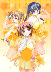 Rule 34 | 3girls, breasts, cleavage, idol, multiple girls, original, star (symbol), yurikuta tsukumi