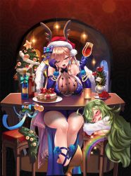 Rule 34 | breasts, cup, drinking glass, large breasts, party, project qt, qtenka, sitting, wine glass