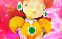 Rule 34 | 1girl, 3d, alternate breast size, animated, blue eyes, bouncing breasts, breasts, brown hair, dancing, dress, jiggle, large breasts, leaning forward, mario (series), naughty face, nintendo, open mouth, princess daisy, short hair, smile, solo, super mario land, video, virtuablueam2