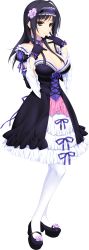 Rule 34 | 1girl, absurdres, black eyes, breasts, cleavage, full body, game cg, gloves, gothic lolita, hairband, highres, iizuki tasuku, izumi wakoto, large breasts, legs, lolita fashion, lolita hairband, long hair, long image, looking at viewer, lovely x cation 2, purple hair, simple background, smile, solo, standing, thighs, twintails, white background, white legwear