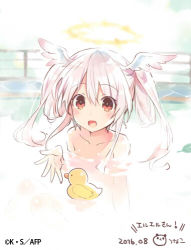 Rule 34 | 1girl, ange vierge, elel (ange vierge), halo, long hair, lowres, nude, rubber duck, solo, tsunako, water