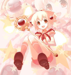 Rule 34 | 1girl, :d, blonde hair, blush stickers, magical girl, naporu, open mouth, orange eyes, original, short hair, smile, solo, star (symbol), wand, zoom layer