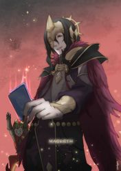 Rule 34 | 2boys, artist name, black hair, blonde hair, cape, card, character name, chibi, feathers, fire emblem, fire emblem cipher, fire emblem fates, hat, iago (fire emblem), male focus, mask, multiple boys, nail polish, nintendo, open mouth, robaco, teeth, zola (fire emblem if)