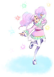 Rule 34 | 00s, 1girl, dark skin, dress, frills, long hair, meredy (tales), open mouth, pantyhose, pink hair, purple eyes, shoes, tales of (series), tales of eternia, twintails