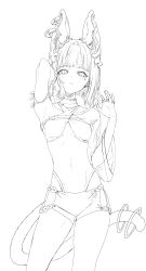 Rule 34 | 1girl, absurdres, animal ears, armpits, closed mouth, gawako, highres, monochrome, solo, standing, tail