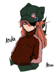 Rule 34 | 10s, 1girl, animal hat, bad id, bad pixiv id, blue eyes, cat hat, evangelion: 3.0 you can (not) redo, hands in pockets, hat, jacket, long hair, neon genesis evangelion, orange hair, rebuild of evangelion, sigama, souryuu asuka langley, track jacket