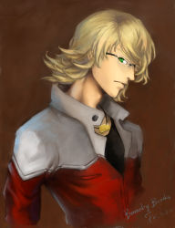Rule 34 | 10s, 1boy, bad id, bad pixiv id, barnaby brooks jr., belt, blonde hair, glasses, green eyes, issac, jacket, jewelry, male focus, necklace, red jacket, solo, studded belt, tiger &amp; bunny