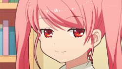 Rule 34 | 1girl, animated, animated gif, face, lowres, orange eyes, pink hair, smile, solo, source request, troll face, twintails