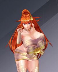 Rule 34 | 1girl, 3d, action taimanin, alternate costume, animated, ass, breasts, curvy, female focus, huge breasts, jumping, kamimura maika, lilith-soft, long hair, looking at viewer, naked ribbon, official alternate costume, orange hair, ponytail, purple eyes, ribbon, shiny skin, solo, sound, standing, tagme, taimanin (series), taimanin rpgx, talking, underwear, very long hair, video, wide hips