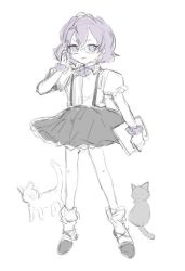 Rule 34 | black cat, cat, digimon, glasses, mikagura mirei, skirt, white cat, aged down