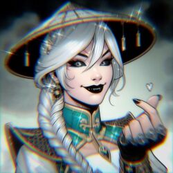 1girl ashrah black_eyes mortal_kombat_(series) solo white_hair