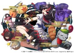 Rule 34 | 1girl, arrow print, black hair, bomb, bracelet, brown footwear, camera, commentary request, copyright name, copyright notice, dress, explosive, fang, full body, game cg, grey horns, horns, jewelry, jizou, kijin seija, kozakura (dictionary), looking at viewer, miracle mallet, multicolored hair, nimble fabric, orb, puffy short sleeves, puffy sleeves, red eyes, red hair, red nails, short sleeves, solo, streaked hair, touhou, touhou danmaku kagura, white background, white dress, white hair, yin yang, yin yang orb