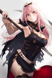 Rule 34 | belt, breasts, cape, highres, hololive, hololive english, large breasts, looking at viewer, menomeno draw, mori calliope, pink eyes, pink hair, scythe, torn cape, torn clothes, veil, virtual youtuber, white background