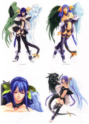 Rule 34 | 1girl, absurdres, arc system works, artbook, asymmetrical wings, blue hair, boots, choker, dizzy (guilty gear), full body, guilty gear, guilty gear isuka, guilty gear x, guilty gear xx, highres, hino shinnosuke, ishiwatari daisuke, long hair, necro (guilty gear), official art, red eyes, ribbon, simple background, smile, tail, tail ornament, tail ribbon, thigh gap, thighhighs, thighs, undine (guilty gear), upper body, white background, wings