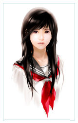 Rule 34 | 1girl, ayukawa madoka, black hair, kimagure orange road, long hair, realistic, school uniform, serafuku, solo