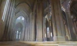 Rule 34 | architecture, cathedral, gothic architecture, highres, indoors, light beam, lonesome street, original, pillar, window