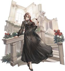 Rule 34 | 1girl, alcohol, azur lane, black dress, black footwear, brown hair, cup, dress, drinking glass, exeter (a glorious toast) (azur lane), exeter (azur lane), flower, green eyes, hair flower, hair ornament, high heels, highres, holding, holding cup, long hair, looking at viewer, mkiiiiii, official alternate costume, official art, parted lips, see-through, see-through dress, standing, transparent background, wine glass, york (azur lane), york (oath of purity) (azur lane)