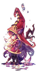 Rule 34 | 1girl, animal ears, black legwear, boots, dress, eyelashes, from side, full body, green eyes, half-closed eyes, hat, highres, league of legends, long hair, long sleeves, lulu (league of legends), panza, purple hair, solo, staff, standing, very long hair, witch hat, yordle
