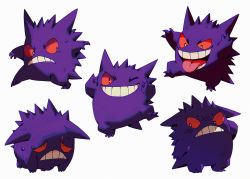 Rule 34 | bluekomadori, commentary, creatures (company), english commentary, frown, game freak, gen 1 pokemon, gengar, looking at viewer, looking down, multiple views, nintendo, no humans, one eye closed, open mouth, pokemon, pokemon (creature), smile, teeth, tongue, tongue out