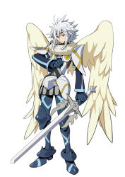 Rule 34 | .hack//, .hack//link, 1boy, angel wings, armor, balmung, balmung (.hack//), bandai, cyber connect 2, headband, knight, male focus, official art, solo, sword, weapon, white hair, wings