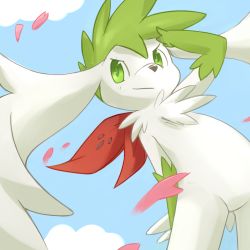Rule 34 | 1other, ancesra, androgynous, animal nose, arm behind back, arm up, blue background, blue sky, blush, closed mouth, cloud, cowboy shot, creatures (company), day, dutch angle, furry, game freak, gen 4 pokemon, green eyes, green fur, green hair, happy, head wings, highres, legendary pokemon, light blush, looking to the side, matching hair/eyes, mythical pokemon, nintendo, other focus, outdoors, personification, petals, pokemon, pokemon (creature), shading eyes, shaymin, shaymin (sky), short hair, sideways mouth, simple background, sky, smile, snout, solo, spiked hair, standing, tail, two-tone fur, v-shaped eyebrows, white fur, white wings, wings