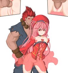 Rule 34 | 1boy, 1girl, absurdres, akuma (street fighter), anal, another blood, blouse, blush, capcom, collarbone, crossover, demonbane, detached sleeves, dougi, dress, fingerless gloves, flat chest, gloves, hat, hetero, highres, leandroff5, long hair, long sleeves, muscular, muscular male, nitroplus, pink hair, pussy, red eyes, red hair, red headwear, red sleeves, see-through, sex, sex from behind, shirt, sleeveless, sleeveless dress, sleeveless shirt, smile, standing, standing sex, street fighter, transparent background, twintails, uncensored, vaginal