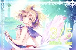 Rule 34 | 1girl, ahoge, backlighting, bangle, bare shoulders, blonde hair, bracelet, brown eyes, building, closed mouth, dated, day, from side, headphones, highres, holding, jewelry, looking at viewer, looking to the side, makuwauri, outdoors, purple ribbon, purple sailor collar, ribbon, sailor collar, shawl, shirt, sleeveless, sleeveless shirt, smile, solo, sunlight, touhou, toyosatomimi no miko, tree, upper body, white shirt
