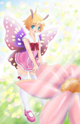 Rule 34 | antennae, bug, butterfly, butterfly wings, crossdressing, fairy, full body, insect, insect wings, kisaragi miyu, mary janes, pink footwear, shimon (shimotsuma), shimotsuma, shoes, solo, thighhighs, trap, wings
