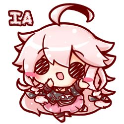 Rule 34 | 1girl, ahoge, blush, braid, character name, chibi, ia (vocaloid), long hair, open mouth, pink hair, ribbon, ritateo, smile, solid circle eyes, vocaloid