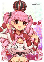 Rule 34 | 1girl, black eyes, blunt bangs, breasts, cleavage, cloak, crop top, crown, dress, drill hair, earrings, fang, heart, highres, jewelry, large breasts, long hair, looking at viewer, midriff, nail polish, narrow waist, navel, one piece, open mouth, perona, pink hair, pink nails, princess, shirt, skin fang, smile, solo, taut clothes, taut shirt, twin drills, upper body, virus-g