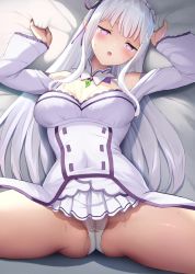 Rule 34 | 1boy, 1girl, absurdres, after vaginal, aftersex, animated, artist request, bed, blush, bouncing breasts, breasts, cameltoe, cleavage, clitoris, cum, cum in pussy, dress, ejaculation, elf, emilia (re:zero), hetero, highres, large breasts, looking at viewer, lying, moaning, navel, nipples, nude, on back, on bed, open mouth, panties, penis, pillow, pointy ears, purple eyes, pussy, pussy juice, re:zero kara hajimeru isekai seikatsu, saliva, sayika, sex, sound, spread legs, sweat, tagme, uncensored, underwear, vaginal, video, wet, wet clothes, wet panties, white hair, x-ray