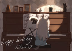 Rule 34 | 2girls, animal ears, blonde hair, cat, child, cup, dog ears, dog tail, eila ilmatar juutilainen, hair ribbon, instrument, kawahara fantasia, lamp, metronome, multiple girls, paw print, piano, piano bench, ribbon, sanya v. litvyak, silver hair, sitting, strike witches, tail, world witches series, aged down