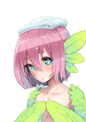 Rule 34 | + +, 1girl, bad id, bad pixiv id, blush, covering privates, covering breasts, feather hair, feathered wings, feathers, green eyes, harpy, looking at viewer, monster girl, nucomas, original, pink hair, short hair, solo, symbol-shaped pupils, towel, towel on head, upper body, winged arms, wings