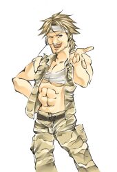 Rule 34 | abs, artist request, blonde hair, camouflage, male focus, metal gear (series), metal gear solid: portable ops, roy campbell, solo