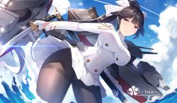 Rule 34 | 1girl, aiguillette, animal ears, azur lane, bird, black hair, black pantyhose, blunt bangs, bow, breasts, buttons, character name, cloud, commentary request, cowboy shot, day, dog ears, double-breasted, dutch angle, extra ears, feng mouren, from below, glint, gloves, hair bow, hair ears, hair flaps, half gloves, highres, holding, holding sheath, holding sword, holding weapon, large breasts, lens flare, long hair, looking at viewer, military, military uniform, miniskirt, ocean, panties, panties under pantyhose, pantyhose, pantyshot, pleated skirt, ponytail, ribbon, rigging, sheath, shirt, skirt, sky, solo, standing, sword, takao (azur lane), thighband pantyhose, underwear, uniform, unsheathed, wading, water, weapon, white bow, white gloves, white ribbon, white shirt, white skirt, wind, wind lift, yellow eyes