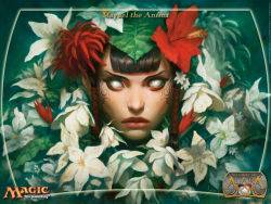 Rule 34 | elf, flower, lipstick, magic: the gathering, makeup, mayael the anima, pointy ears, white eyes