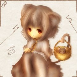 Rule 34 | 1girl, amano jack, animal ears, bad id, bad pixiv id, blush, capelet, dowsing rod, dress, female focus, grey hair, mouse (animal), mouse ears, mouse tail, nazrin, red eyes, short hair, solo, tail, touhou