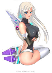 Rule 34 | 1girl, butt crack, casual one-piece swimsuit, leotard, long hair, one-piece swimsuit, ryu (ryu&#039;s form site), sleeveless, sleeveless turtleneck, solo, swimsuit, thighhighs, thighs, turtleneck, white hair