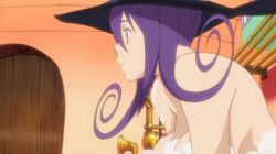 Rule 34 | 00s, animated, animated gif, ass, bare legs, barefoot, bath, bathroom, blair (soul eater), boots, breasts, female focus, hat, magic, maka albarn, nude, purple hair, screencap, smile, soul eater, talking, water, witch hat