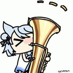 Rule 34 | &gt; &lt;, 1girl, animated, animated gif, azur lane, fubuki (azur lane), fubuki (music pixy) (azur lane), instrument, lowres, seseren, trumpet