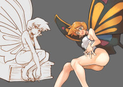 Rule 34 | artist request, ass, beautifly, beautifly (cosplay), breasts, butterfly wings, cosplay, creatures (company), game freak, gen 1 pokemon, gen 3 pokemon, green eyes, gym leader, highres, insect wings, legs, medium breasts, misty (pokemon), nintendo, one-piece swimsuit, orange hair, pokemon, pokemon hgss, red hair, short hair, sideboob, solo, source request, swimsuit, thighs, wings