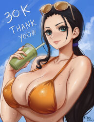 Rule 34 | 1girl, 2023, breasts, dated, kyopink, large breasts, nico robin, one piece, solo, sweat