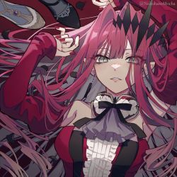 Rule 34 | 1girl, baobhan sith (fate), baobhan sith (first ascension) (fate), detached sleeves, earrings, fate/grand order, fate (series), grey eyes, highres, jewelry, long hair, lying, nail polish, nekohanemocha, on back, pink hair, pointy ears, red nails, shoes, twitter username, unworn shoes
