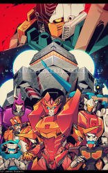 Rule 34 | 6+boys, autobot, badge, brainstorm (transformers), chromedome, coralus, cyclonus, highres, insignia, male focus, mecha, multiple boys, no humans, rewind (transformers), robot, rodimus, rung (transformers), science fiction, spacecraft, tailgate (transformers), the transformers (idw), transformers, whirl (transformers)