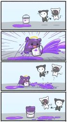 Rule 34 | 3others, 4koma, :&gt;, :&lt;, ?, absurdres, black cat, bloom (irys), blue eyes, bow, bowtie, bucket, cat, chibi, comic, commentary, detached wings, english commentary, fang, flying, gloom (irys), halo, heterochromia, highres, hololive, hololive english, laughing, mpien, multiple others, nintendo, octopus, open mouth, pain, purple eyes, silent comic, single wing, solid circle eyes, splatoon (series), takodachi (ninomae ina&#039;nis), triangle mouth, virtual youtuber, white cat, wings